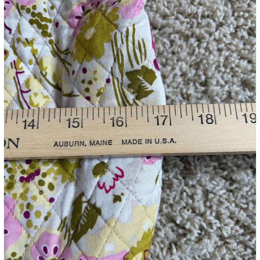 Vera Bradley Folkloric Floral Quilted Cotton Tote Bag Pink Green Large